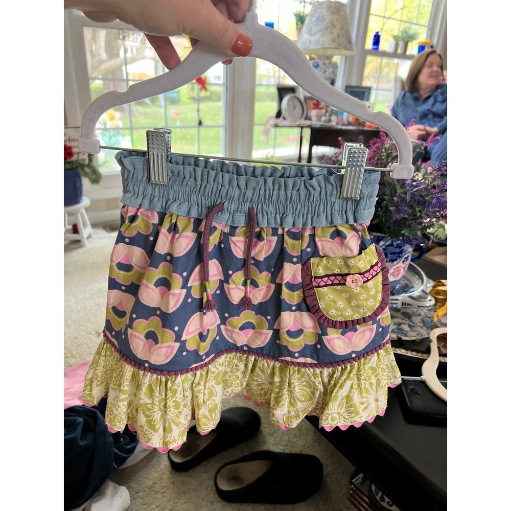 Matilda Jane Girls 4 SKIRT FLORAL GREEN BLUE PINK MIX